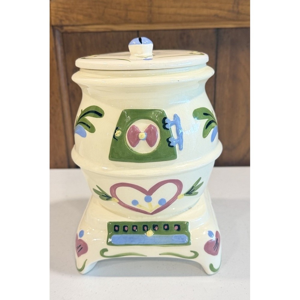 VTG California Cleminsons Cookie Jar Hand Painted Pot Belly Stove Cottagecore